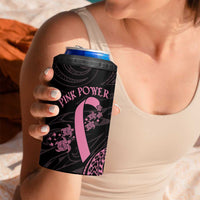 Polynesian Pink Power 4 in 1 Can Cooler Tumbler Breast Cancer Ribbon Turtle and Flowers LT7 - Polynesian Pride