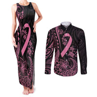 Polynesian Pink Power Couples Matching Tank Maxi Dress and Long Sleeve Button Shirt Breast Cancer Ribbon Turtle and Flowers LT7 Pink - Polynesian Pride