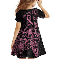 Polynesian Pink Power Family Matching Off Shoulder Maxi Dress and Hawaiian Shirt Breast Cancer Ribbon Turtle and Flowers LT7 - Polynesian Pride
