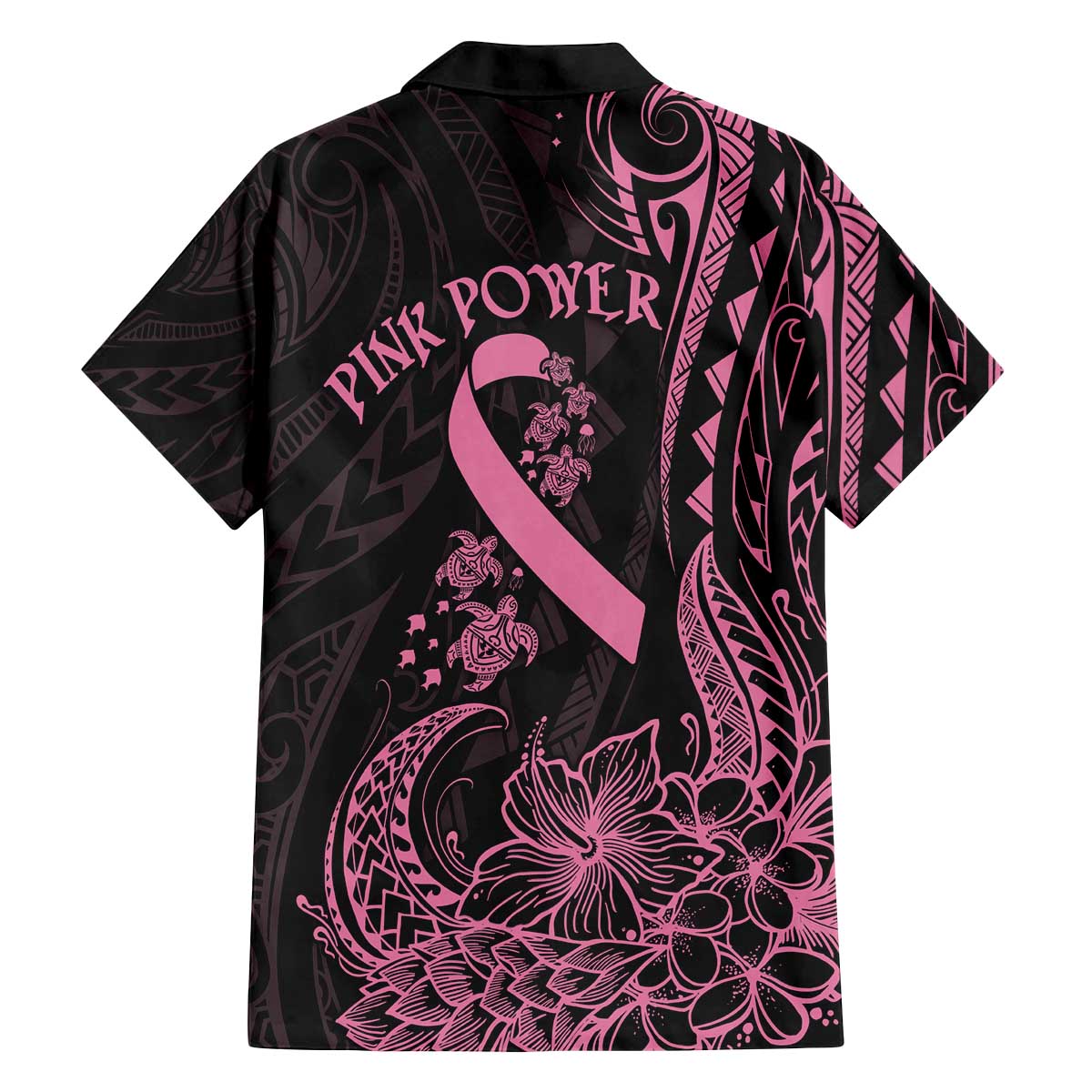 Polynesian Pink Power Family Matching Puletasi and Hawaiian Shirt Breast Cancer Ribbon Turtle and Flowers LT7 - Polynesian Pride