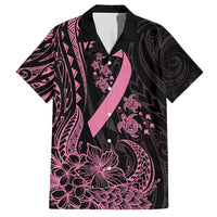 Polynesian Pink Power Family Matching Short Sleeve Bodycon Dress and Hawaiian Shirt Breast Cancer Ribbon Turtle and Flowers LT7 Dad's Shirt - Short Sleeve Pink - Polynesian Pride