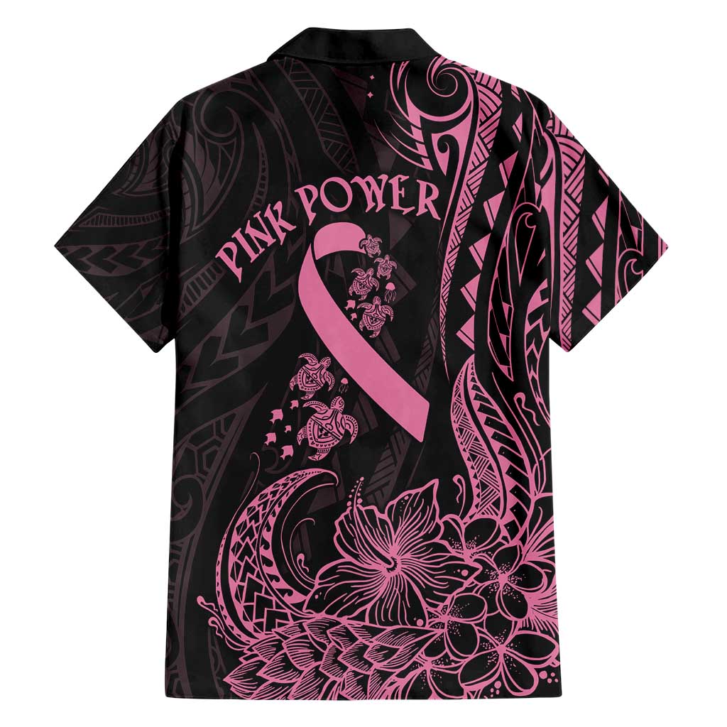 Polynesian Pink Power Family Matching Short Sleeve Bodycon Dress and Hawaiian Shirt Breast Cancer Ribbon Turtle and Flowers LT7 - Polynesian Pride