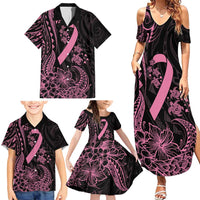 Polynesian Pink Power Family Matching Summer Maxi Dress and Hawaiian Shirt Breast Cancer Ribbon Turtle and Flowers LT7 - Polynesian Pride