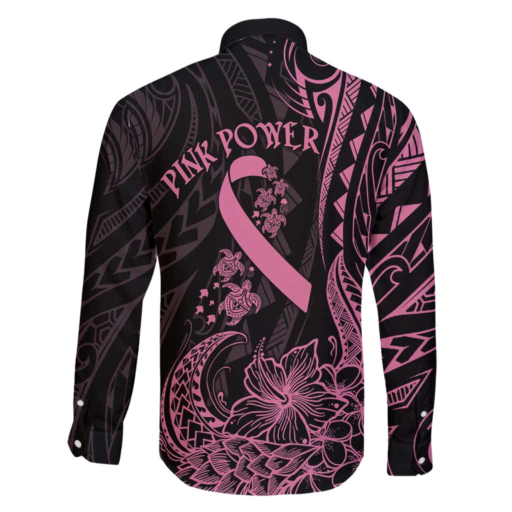 Polynesian Pink Power Family Matching Tank Maxi Dress and Hawaiian Shirt Breast Cancer Ribbon Turtle and Flowers LT7 - Polynesian Pride