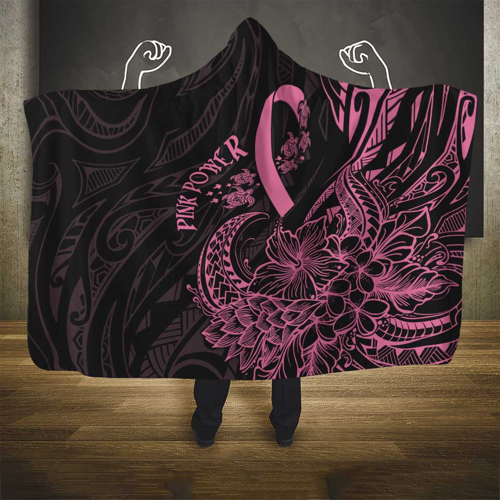 Polynesian Pink Power Hooded Blanket Breast Cancer Ribbon Turtle and Flowers LT7 - Polynesian Pride