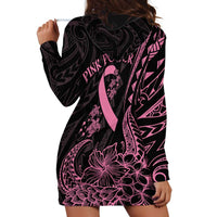 Polynesian Pink Power Hoodie Dress Breast Cancer Ribbon Turtle and Flowers LT7 - Polynesian Pride