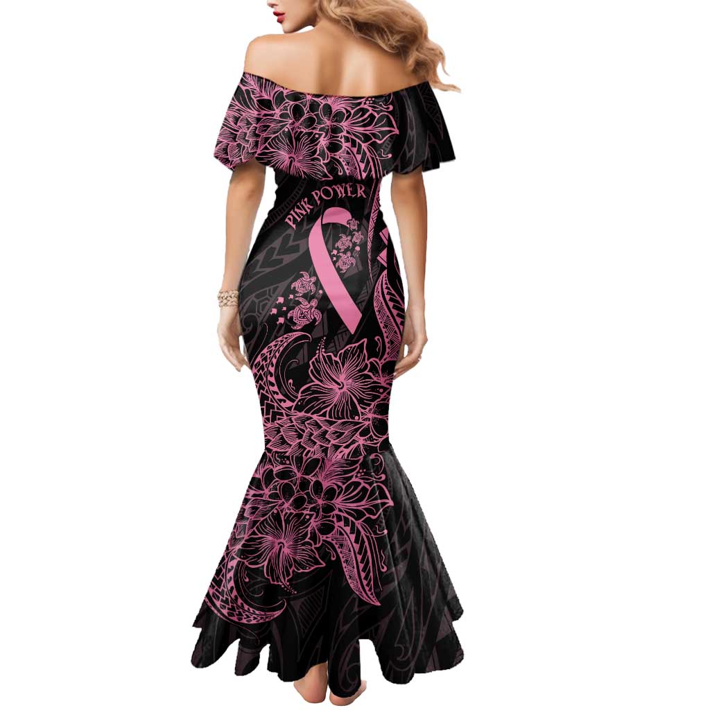 Polynesian Pink Power Mermaid Dress Breast Cancer Ribbon Turtle and Flowers LT7 - Polynesian Pride