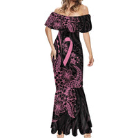 Polynesian Pink Power Mermaid Dress Breast Cancer Ribbon Turtle and Flowers LT7 - Polynesian Pride