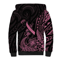 Polynesian Pink Power Sherpa Hoodie Breast Cancer Ribbon Turtle and Flowers LT7 - Polynesian Pride