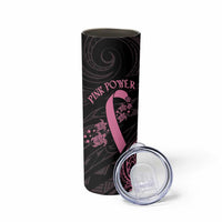 Polynesian Pink Power Skinny Tumbler Breast Cancer Ribbon Turtle and Flowers LT7 - Polynesian Pride