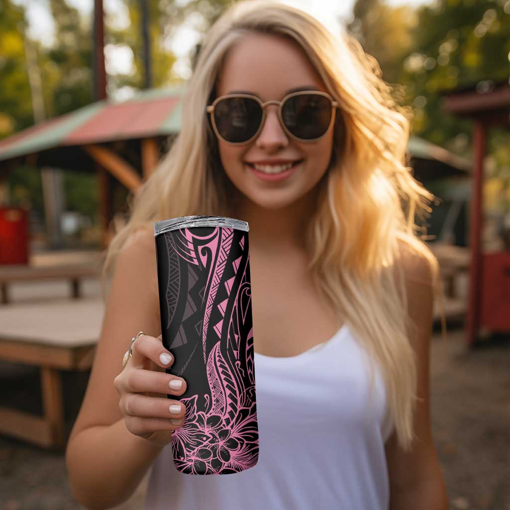 Polynesian Pink Power Skinny Tumbler Breast Cancer Ribbon Turtle and Flowers LT7 - Polynesian Pride