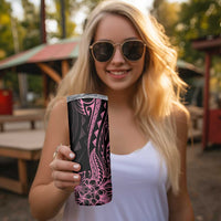 Polynesian Pink Power Skinny Tumbler Breast Cancer Ribbon Turtle and Flowers LT7 - Polynesian Pride
