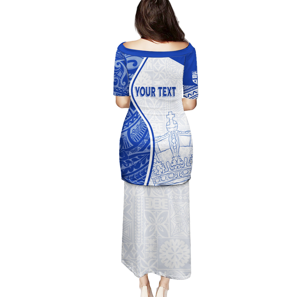 Personalised Queen Victoria School Family Matching Puletasi Dress and Hawaiian Shirt QVS Old Boys LT7 - Polynesian Pride