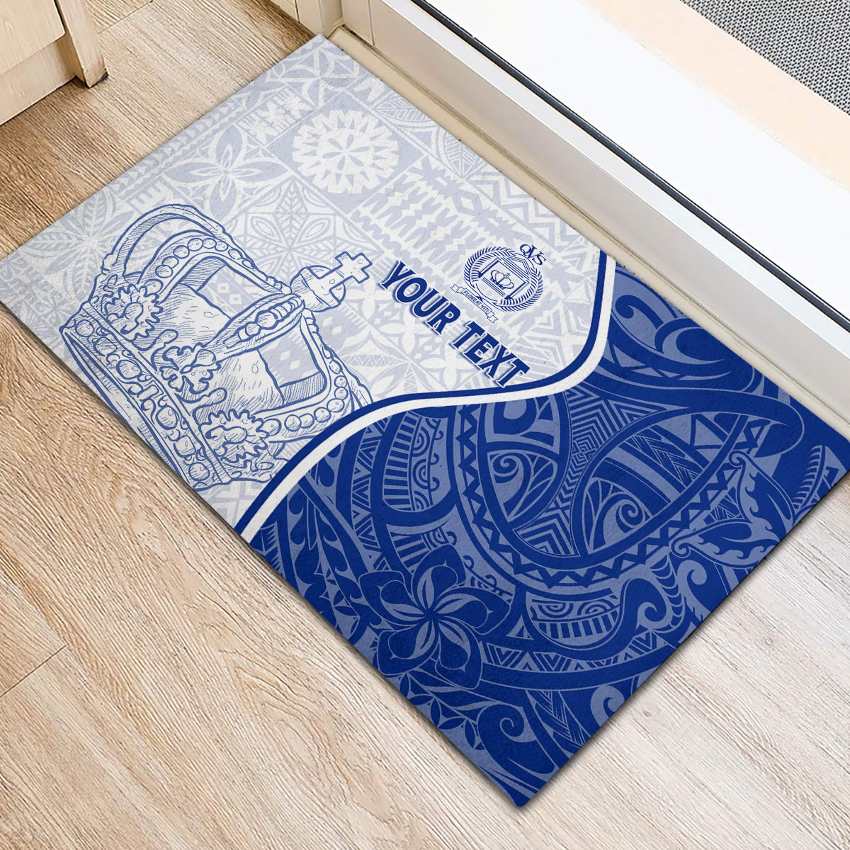 Personalised Queen Victoria School Rubber Doormat QVS Old Boys LT7 - Polynesian Pride