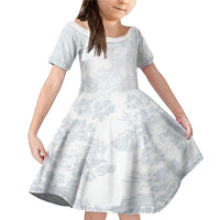 Samoa White Sunday Family Matching Mermaid Dress and Hawaiian Shirt Hibiscus Special LT7 Daughter's Dress White - Polynesian Pride