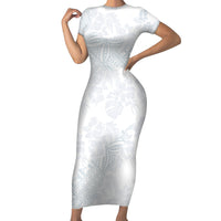 Samoa White Sunday Family Matching Short Sleeve Bodycon Dress and Hawaiian Shirt Hibiscus Special LT7 Mom's Dress White - Polynesian Pride