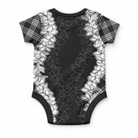 Hawaii Aloha Plumeria Lei Black Palaka Baby Onesie