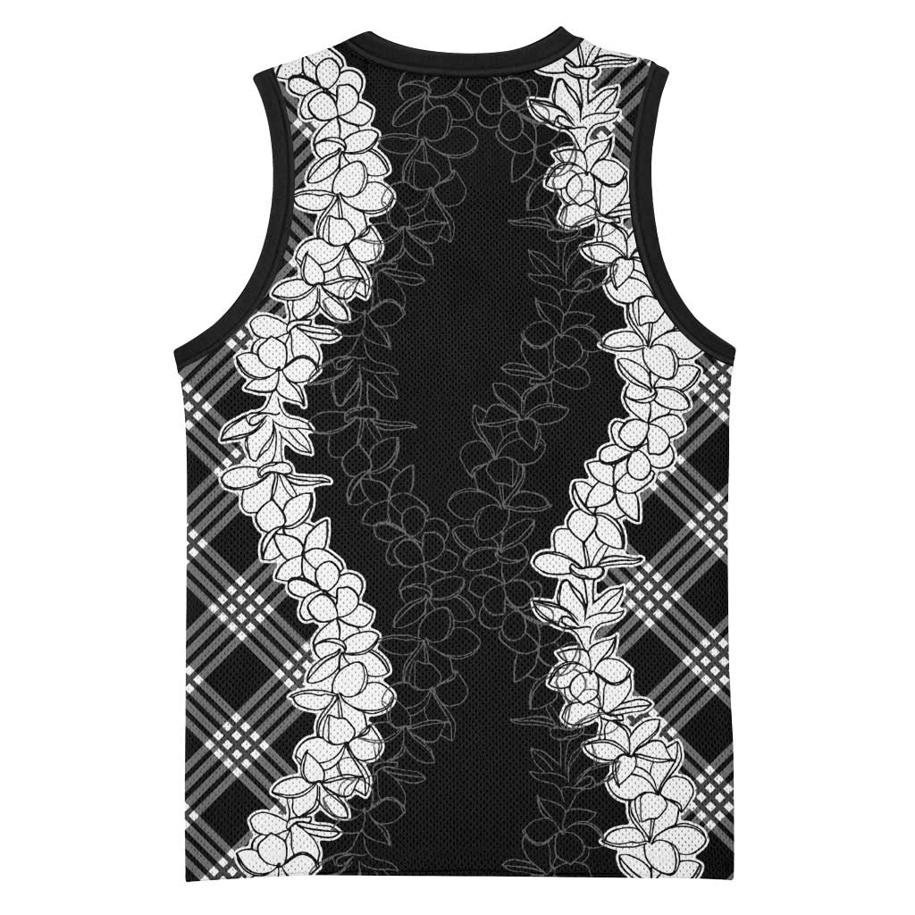 Hawaii Aloha Plumeria Lei Black Palaka Basketball Jersey - Polynesian Pride