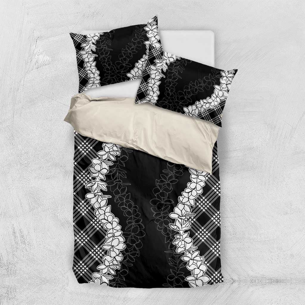 Hawaii Aloha Plumeria Lei Black Palaka Bedding Set - Polynesian Pride
