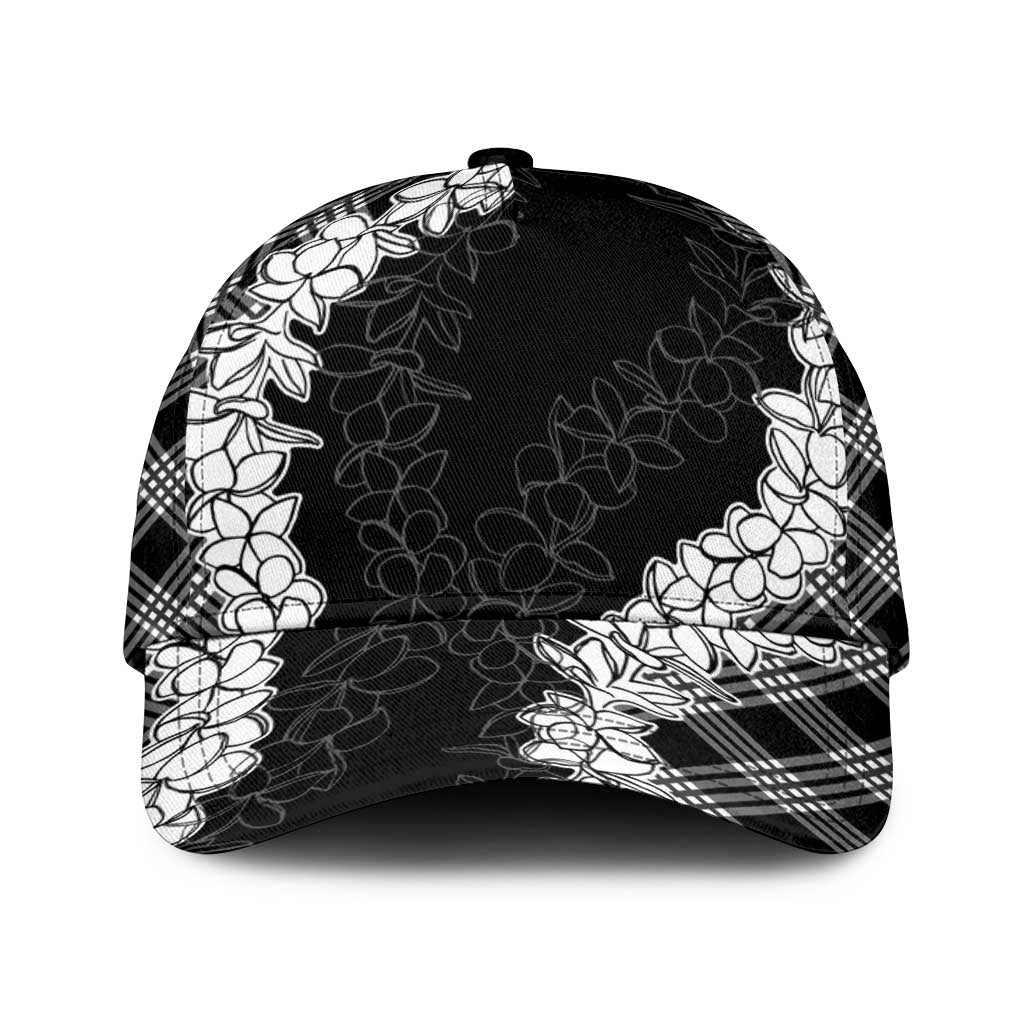 Hawaii Aloha Plumeria Lei Black Palaka Classic Cap - Polynesian Pride