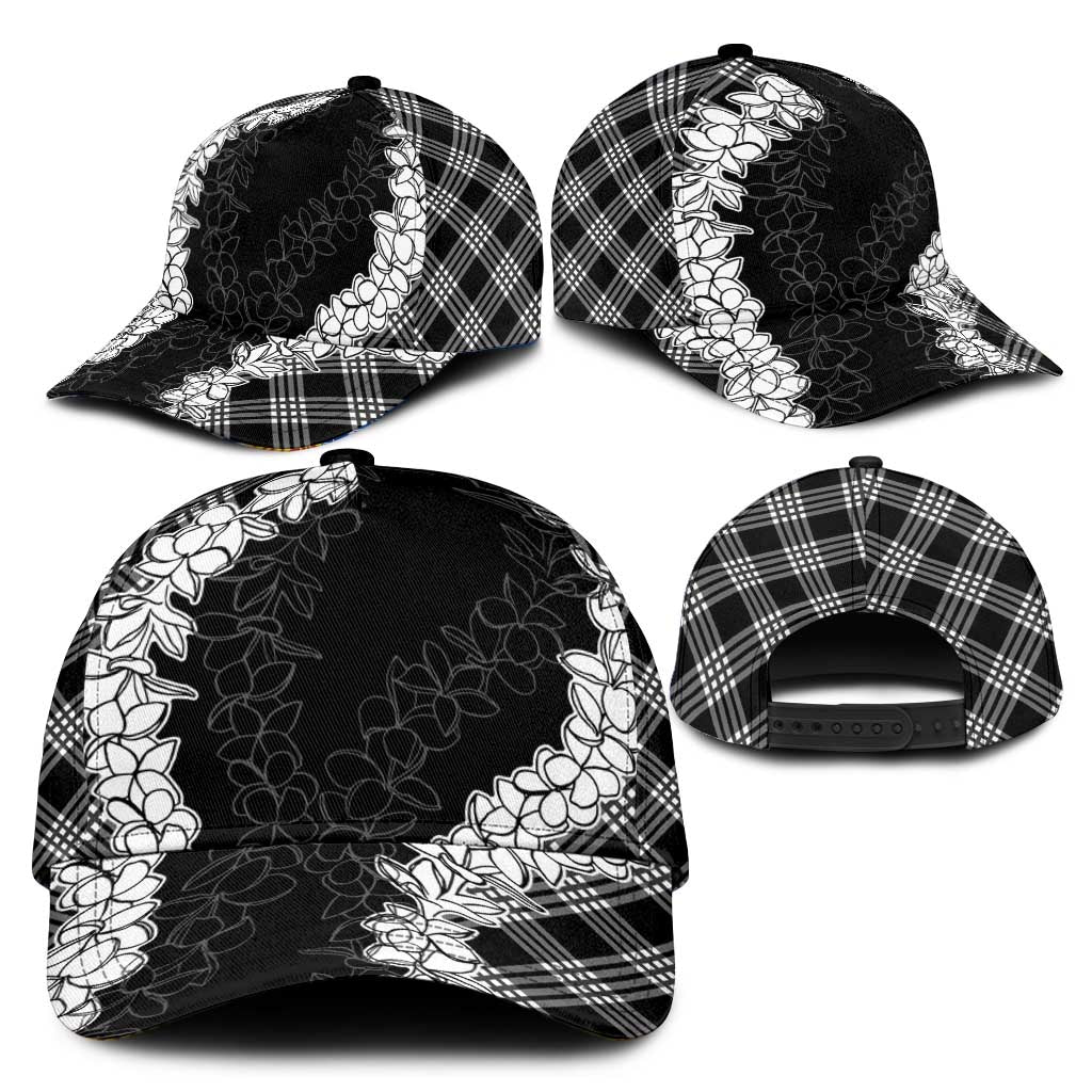 Hawaii Aloha Plumeria Lei Black Palaka Classic Cap - Polynesian Pride