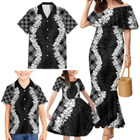Hawaii Aloha Plumeria Lei Black Palaka Family Matching Mermaid Dress and Hawaiian Shirt LT7 - Polynesian Pride