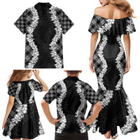 Hawaii Aloha Plumeria Lei Black Palaka Family Matching Mermaid Dress and Hawaiian Shirt LT7 - Polynesian Pride
