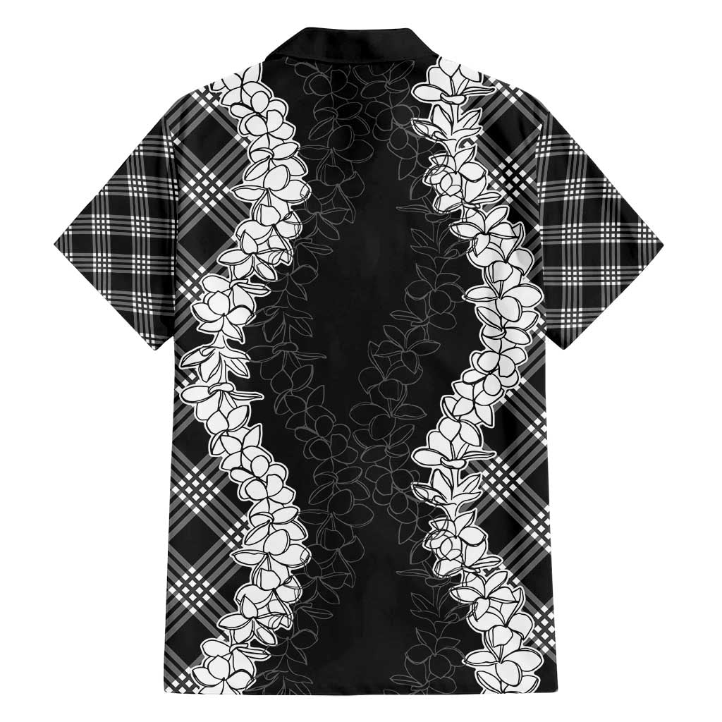 Hawaii Aloha Plumeria Lei Black Palaka Family Matching Off Shoulder Maxi Dress and Hawaiian Shirt LT7 - Polynesian Pride