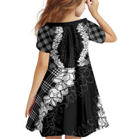 Hawaii Aloha Plumeria Lei Black Palaka Family Matching Off Shoulder Short Dress and Hawaiian Shirt LT7 - Polynesian Pride