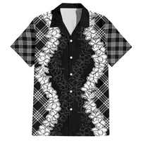 Hawaii Aloha Plumeria Lei Black Palaka Family Matching Off Shoulder Short Dress and Hawaiian Shirt LT7 Dad's Shirt - Short Sleeve Black - Polynesian Pride