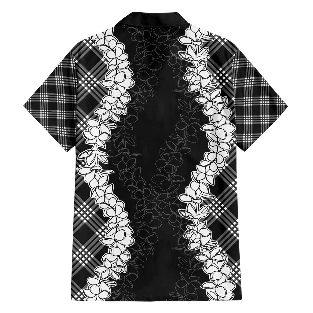 Hawaii Aloha Plumeria Lei Black Palaka Family Matching Short Sleeve Bodycon Dress and Hawaiian Shirt LT7 - Polynesian Pride