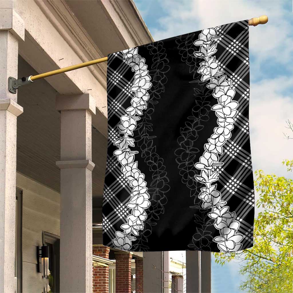 Hawaii Aloha Plumeria Lei Black Palaka Garden Flag LT7 House Flag Black - Polynesian Pride