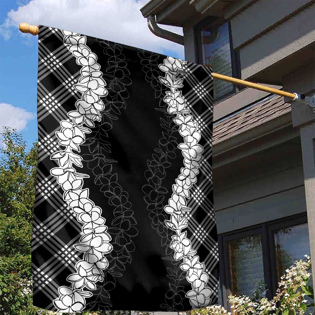 Hawaii Aloha Plumeria Lei Black Palaka Garden Flag LT7 - Polynesian Pride