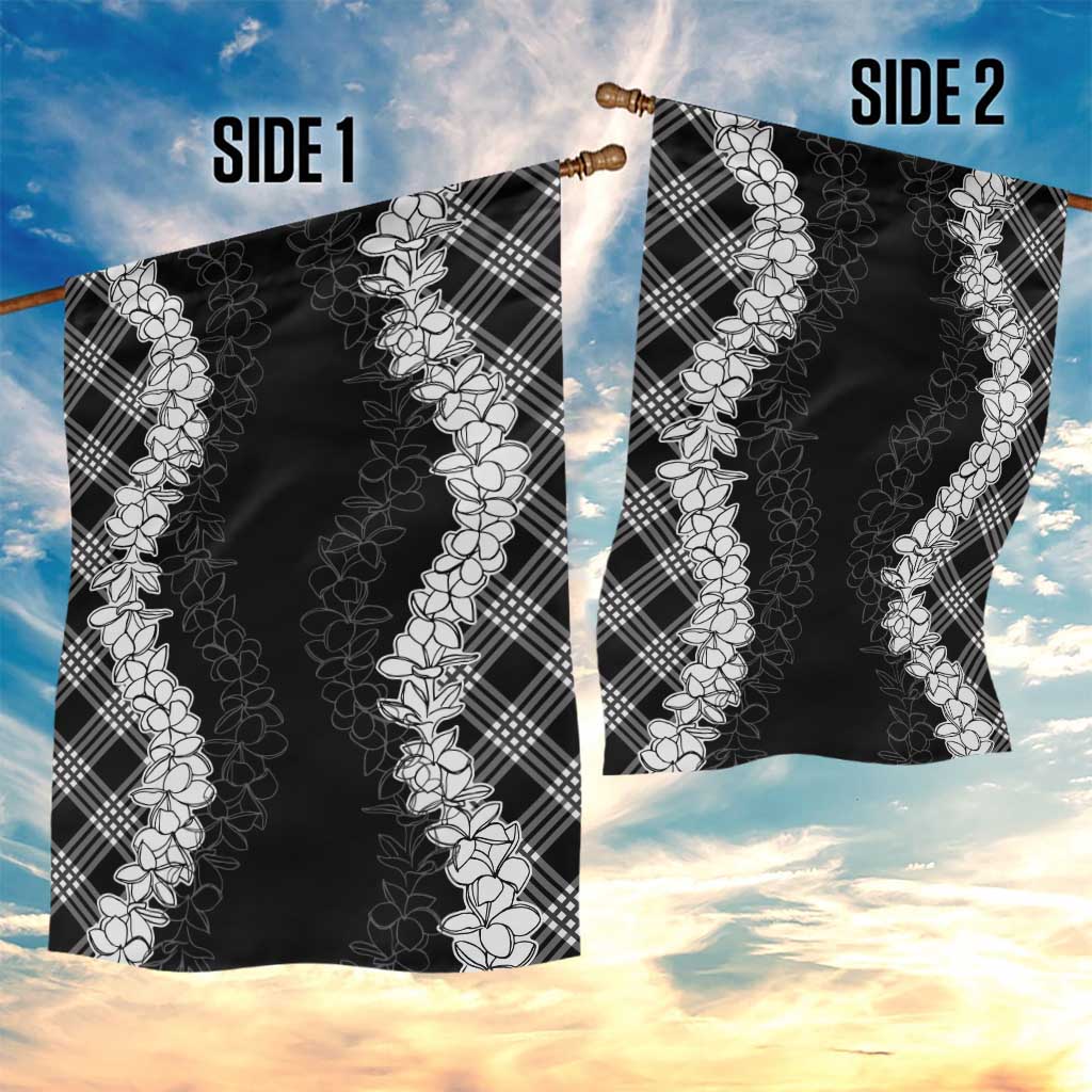 Hawaii Aloha Plumeria Lei Black Palaka Garden Flag LT7 - Polynesian Pride