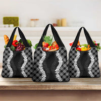 Hawaii Aloha Plumeria Lei Black Palaka Grocery Bag LT7 3-pack One Size Black - Polynesian Pride