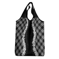 Hawaii Aloha Plumeria Lei Black Palaka Grocery Bag LT7 - Polynesian Pride