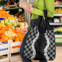 Hawaii Aloha Plumeria Lei Black Palaka Grocery Bag LT7 - Polynesian Pride