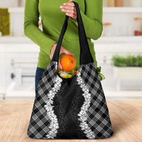 Hawaii Aloha Plumeria Lei Black Palaka Grocery Bag LT7 - Polynesian Pride