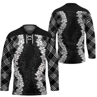 Hawaii Aloha Plumeria Lei Black Palaka Hockey Jersey - Polynesian Pride