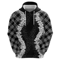Hawaii Aloha Plumeria Lei Black Palaka Hoodie - Polynesian Pride