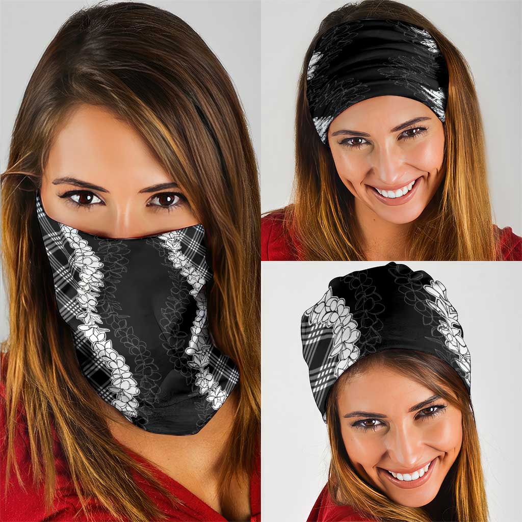Hawaii Aloha Plumeria Lei Black Palaka Neck Gaiter LT7 - Polynesian Pride
