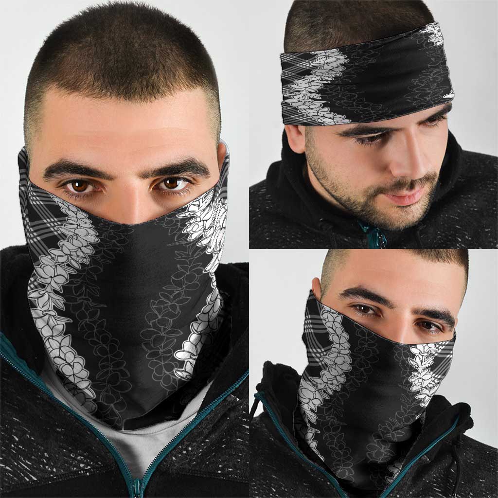 Hawaii Aloha Plumeria Lei Black Palaka Neck Gaiter LT7 - Polynesian Pride