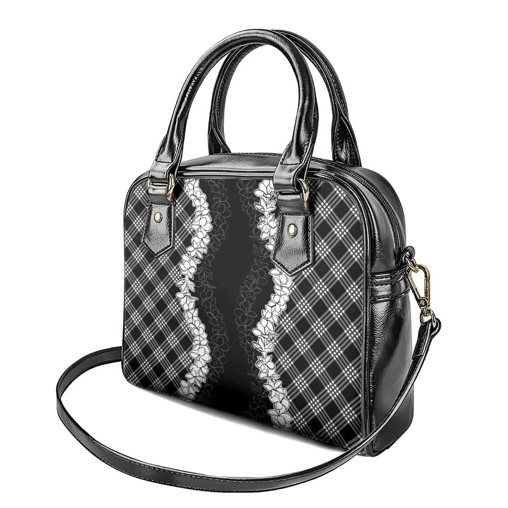 Hawaii Aloha Plumeria Lei Black Palaka Shoulder Handbag LT7 - Polynesian Pride