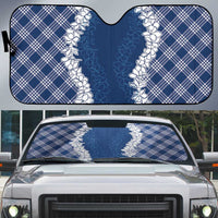 Hawaii Aloha Plumeria Lei Navy Palaka Auto Sun Shade LT7 Navy Blue - Polynesian Pride