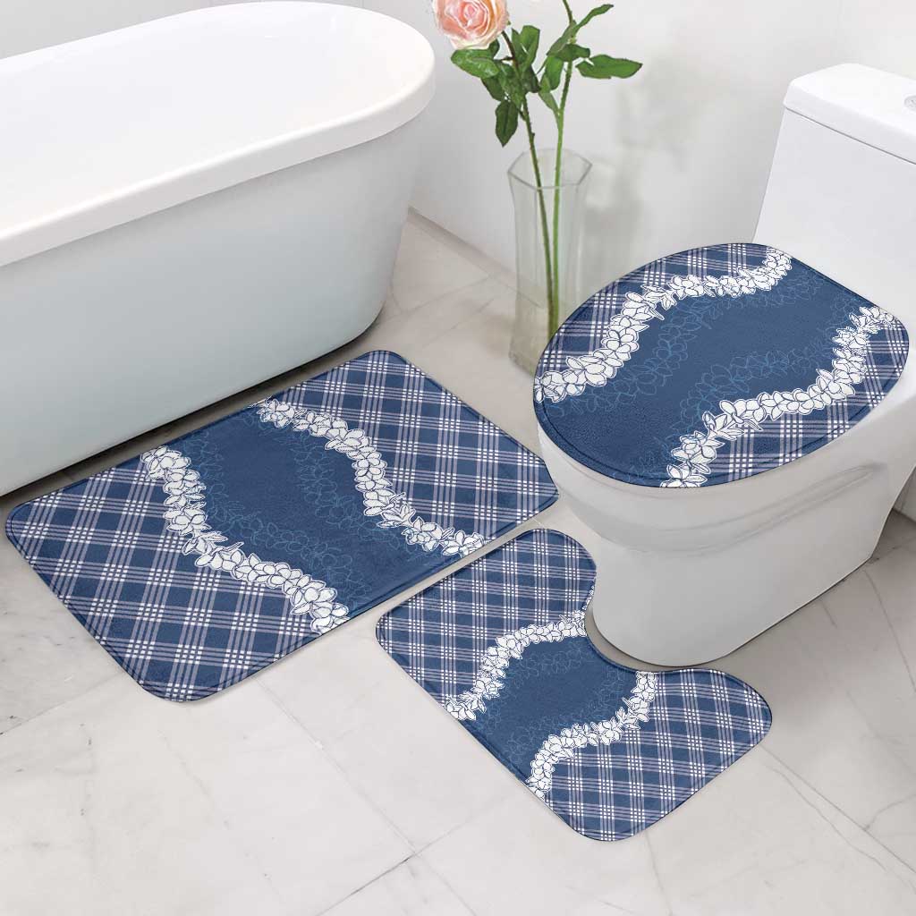 Hawaii Aloha Plumeria Lei Navy Palaka Bathroom Set - Polynesian Pride
