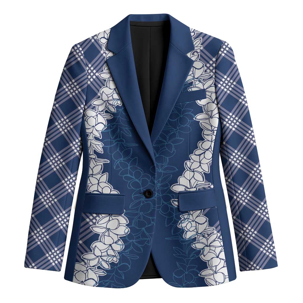 Hawaii Aloha Plumeria Lei Navy Palaka Blazer - Polynesian Pride