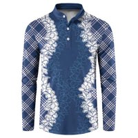 Hawaii Aloha Plumeria Lei Navy Palaka Button Sweatshirt - Polynesian Pride