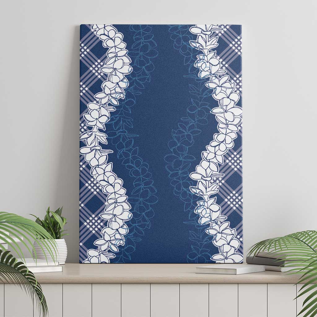 Hawaii Aloha Plumeria Lei Navy Palaka Canvas Wall Art LT7 - Polynesian Pride