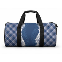 Hawaii Aloha Plumeria Lei Navy Palaka Duffle Bag