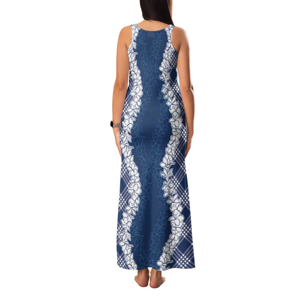 Hawaii Aloha Plumeria Lei Navy Palaka Family Matching Tank Maxi Dress and Hawaiian Shirt LT7 - Polynesian Pride